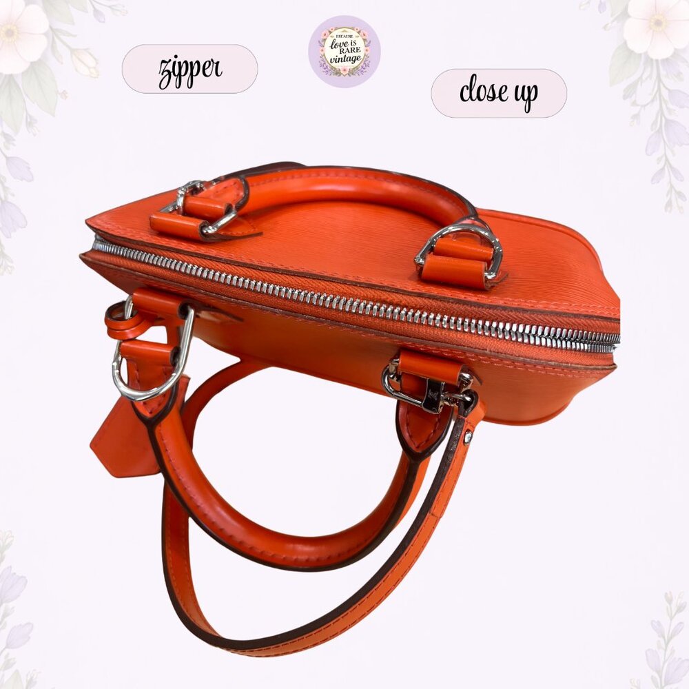 Authentic Louis Vuitton Alma BB Epi Leather Orange Crossbody • Silver Hardware - Picture 8 of 15